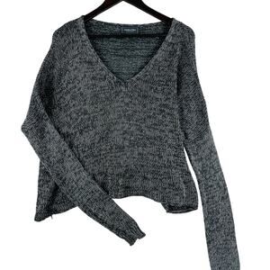 Wooden Ships Women’s Open Knit Sweater Sweater SZ M/L Gray V- Neck